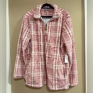 Katydid Super Soft Plaid Sherpa Quarter-Zip Pullover XXL